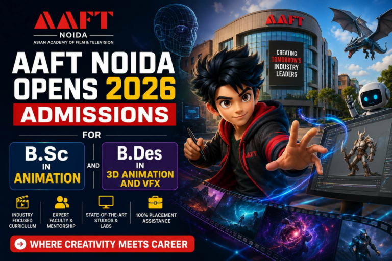 AAFT Noida Opens 2026 Admissions for B.Sc in Animation and B.Des in 3D Animation and VFX