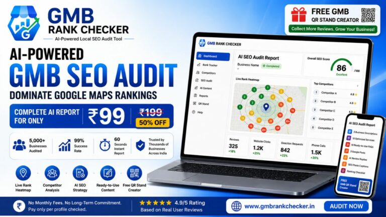 GMB Rank Checker Launches India’s Most Affordable AI-Powered Google Maps SEO Audit Tool at Just ₹99