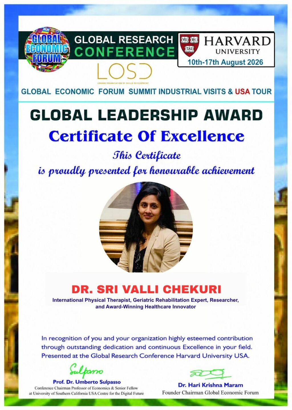 Dr. Sri Valli Chekuri Brings Healthcare Innovation and AI Expertise to Global Platform at Harvard University
