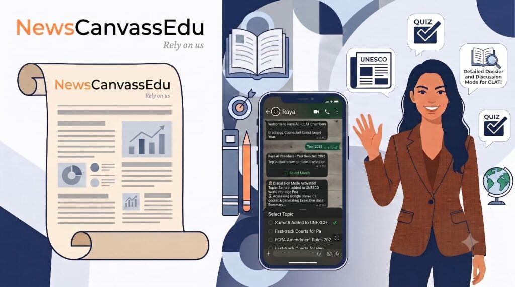 NewsCanvassEdu Launches RAYA — India’s First AI-Powered CLAT Current Affairs & GK Assistant on WhatsApp