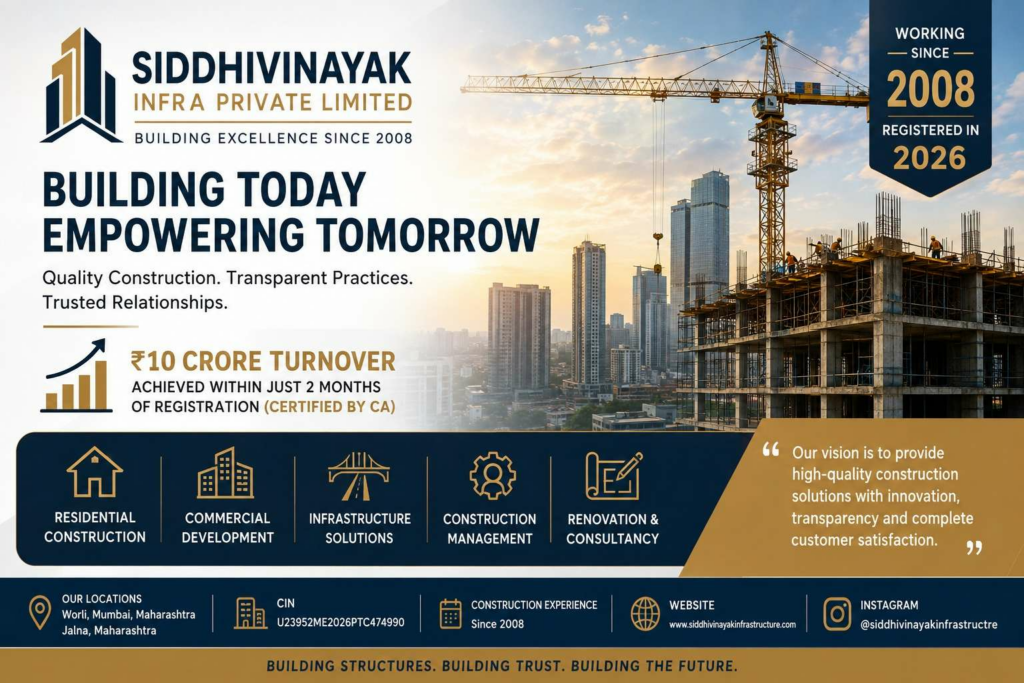Siddhivinayak Infra Private Limited: From a Legacy of Construction Since 2008 to a ₹10 Crore Milestone Within Two Months of Registration