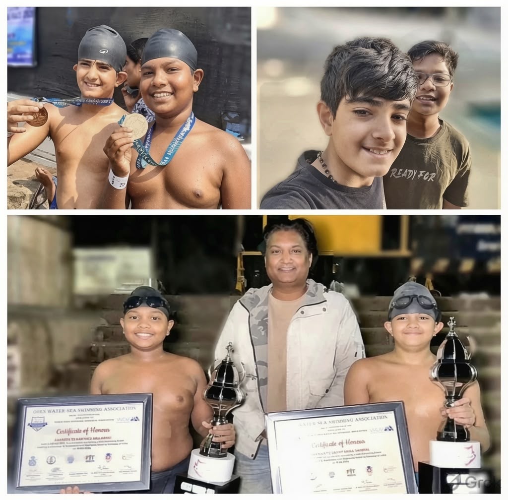 Two Pune swimmers, 11 and 12, complete solo 12-km Elephanta–Gateway crossing