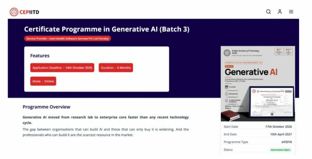 IIT Delhi, CEP Launches Generative AI Programme as Demand Grows for Professionals with AI-Building Skills