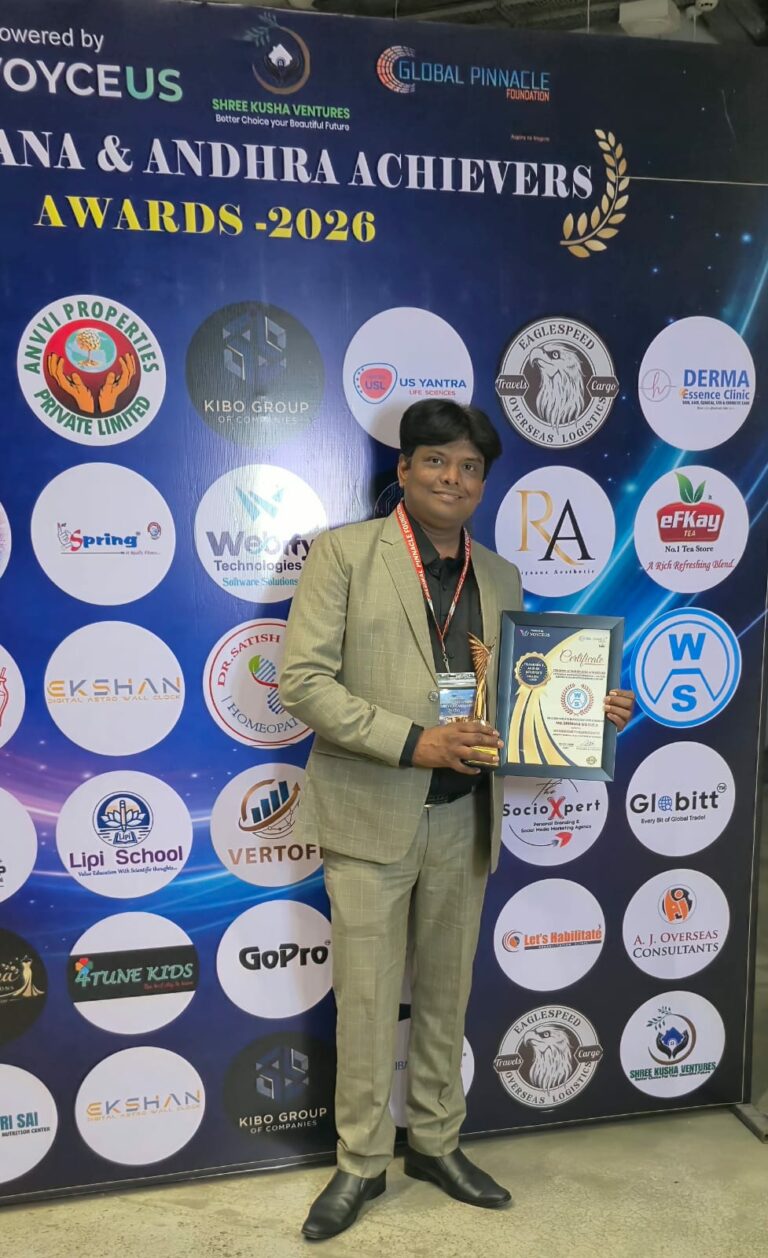 WSIL Director Sridhar Gogula Honoured at the Telangana and Andhra Achievers Awards 2026