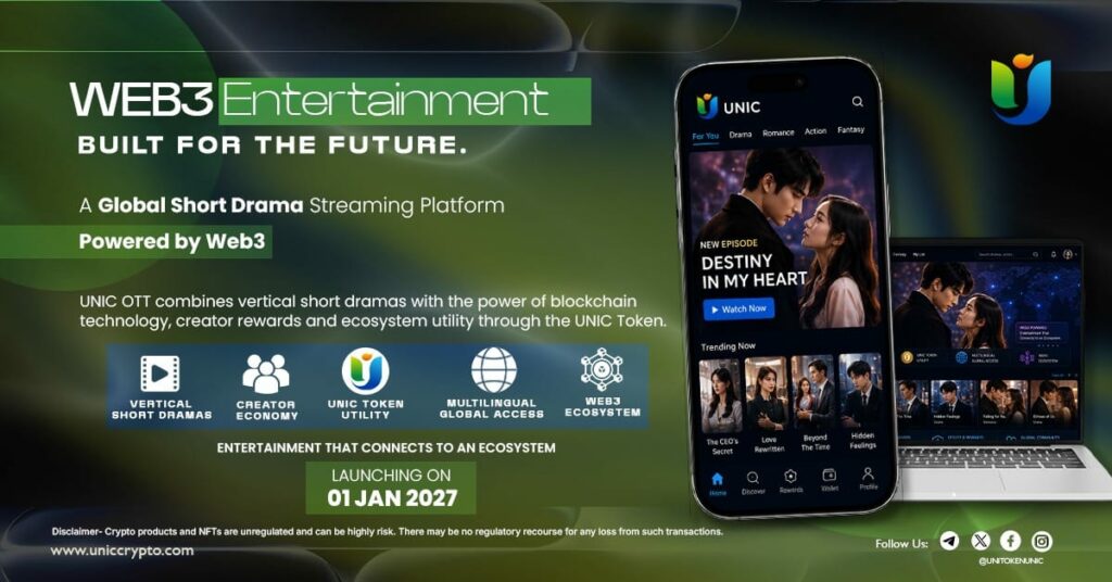 UNIC OTT Announces Global Web3-Powered Short-Drama Platform for January 2027 Launch