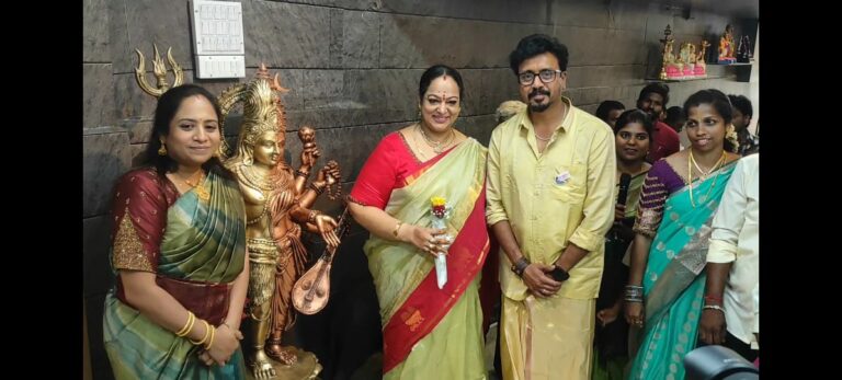 Veteran actress Nalini Nair attends inauguration of ‘Srishti’ spiritual products Showroom in Kancheepuram