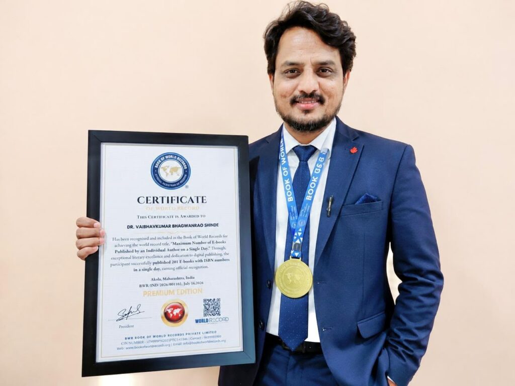 Maharashtra Academician Dr Vaibhavkumar Shinde Sets World Record for Publishing 201 E-Books with ISBNs in a Single Day!