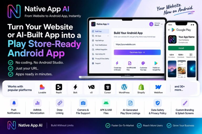 Native App AI Makes It Easy to Convert Websites and AI-Built Web Apps into Play Store-Ready Android Apps