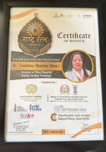 Dr. Vandana Sharma (Hon.) Honoured with Rashtra Ratna Samman 2026 for Her Invention in Energy Healing