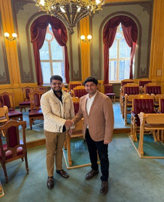 Chairman of Paralympic Sports Development (PCI) Shubham Chaudhary Visits Norwegian Parliament, Meets MP Himanshu Gulati