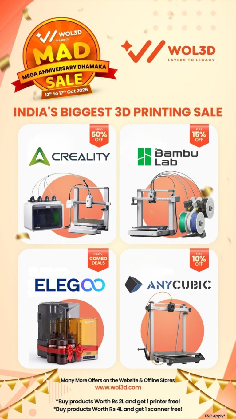 THE MADNESS IS BACK! WOL3D BRINGS INDIA’S BIGGEST 3D PRINTING SALE — SIX DAYS TO BUY THE FUTURE.