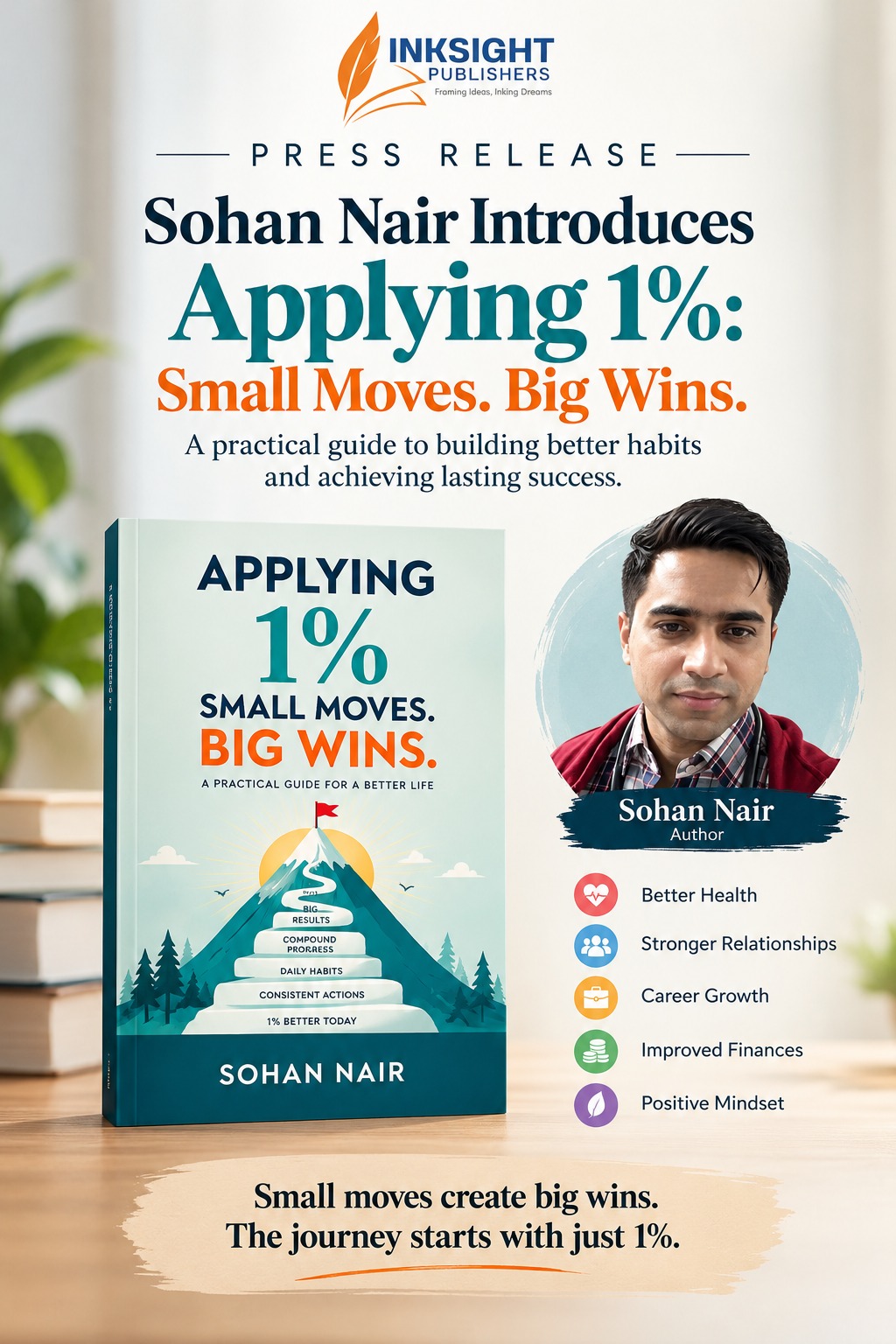Author Sohan Nair Introduces “Applying 1%: Small Moves. Big Wins.” – A Practical Guide to Building Better Habits and Achieving Lasting Success